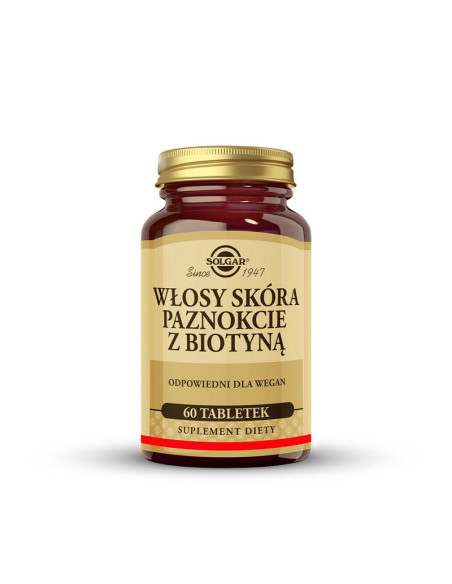 Włosy, skóra, paznokcie z biotyną - 60kaps - Solgar