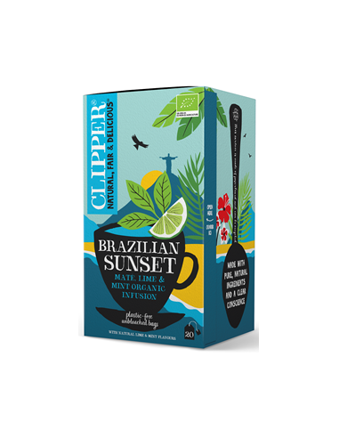 Yerba Mate z miętą i limonką (Bazilian Sunset) BIO (20x 2 g) - 40g - CLIPPER