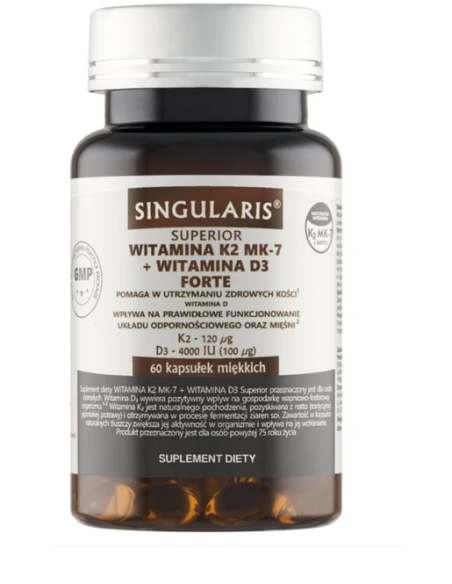 Witamina K2 MK7 + witamina D3 forte - 60kaps - Singularis
