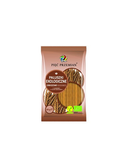Paluszki orkiszowe pełnoziarniste bio - 45g - Pięć Przemian