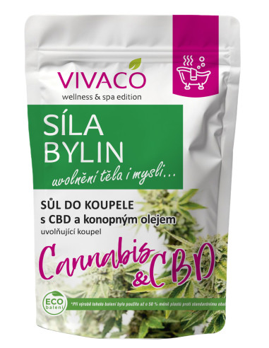 Sól do kąpieli z konopiami i CBD moc ziół - 1000g - Vivaco