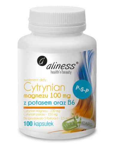 Cytrynian Magnezu z potasem i B6 - 100kaps - Aliness