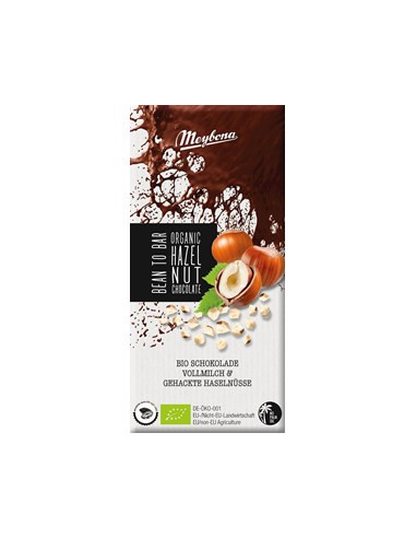 Czekolada mleczna z orzechami laskowymi bio - 80 g - Meybona
