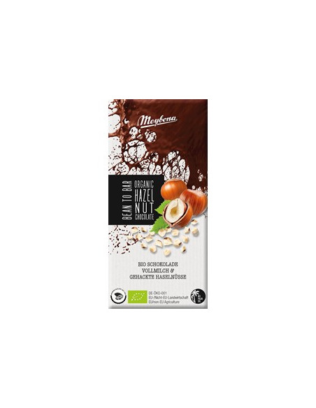 Czekolada mleczna z orzechami laskowymi bio - 80 g - Meybona