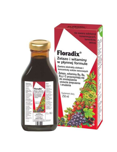 Floradix Żelazo i witaminy w płynnej formule - 250ml - Salus Haus