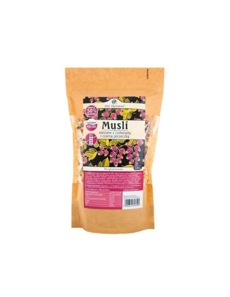 Musli owsiane z czekolad i czarną porzeczką - 500g - Pięć Przemian