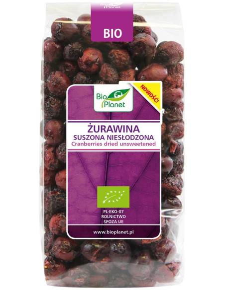 Żurawina Niesłodzona Suszona Bio -  50g - Bio Planet