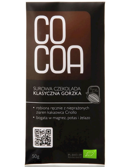 Czekolada Surowa Klasyczna Gorzka Bio - 50g - Cocoa