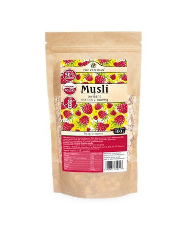 Musli owsiane malina z morwą - 500g - Pięć Przemian