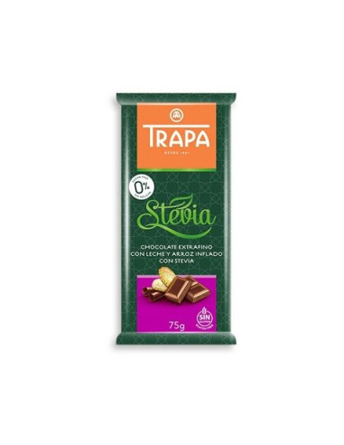 Czekolada Mleczna Crunchy Ze Stewią Bez Cukru Bezglutenowa - 75 g - Trapa