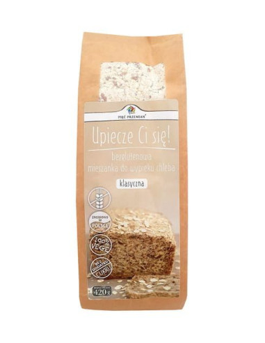 Mieszanka do wypieku chleba bezglutenowego klasyczna - 420g - Pięć Przemian