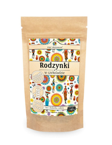 Rodzynki w Czekoladzie Bez Cukru Bezglutenowe - 140g - Pięć Przemian