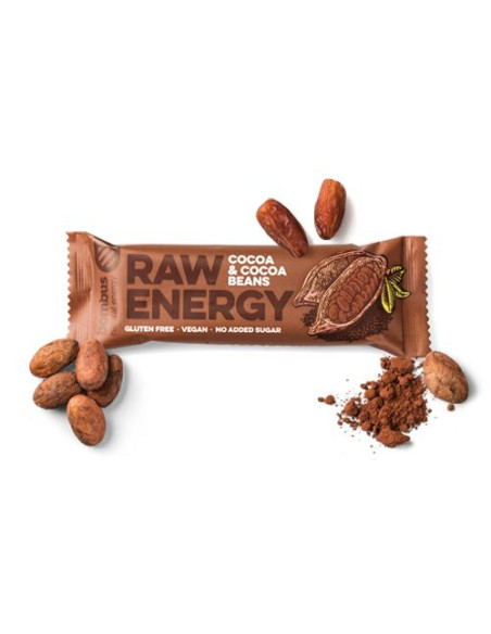 Baton raw energy z ziarnami kakaowca bez glutenowy - 50g - Bombus