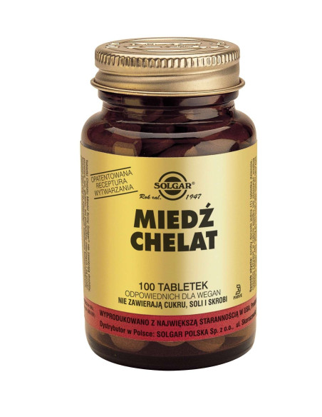 Miedź 100proc - 100tabl - Solgar