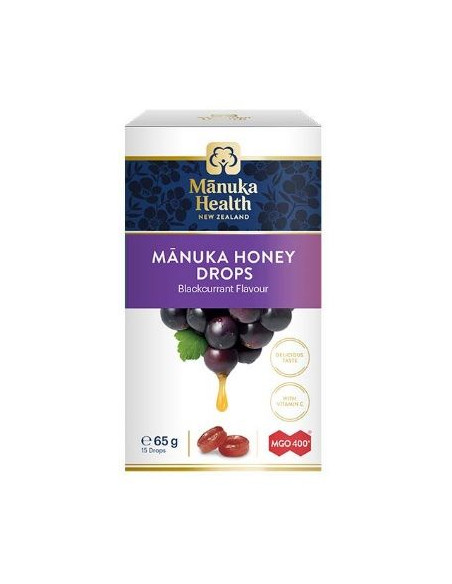 Cukierki z Miodem Manuka MGO 400+ i Witaminą C, o Smaku Czarnej Porzeczki - 15szt - Manuka Health