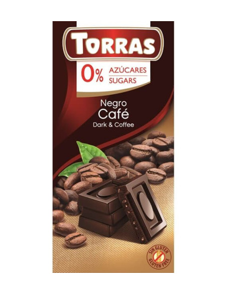Czekolada gorzka z kawą bez cukru, bez glutenu - 75g - Torras