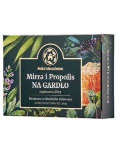 Mirra i propolis na gardło bez cukru - 24past - Herbal Pharmaceuticals