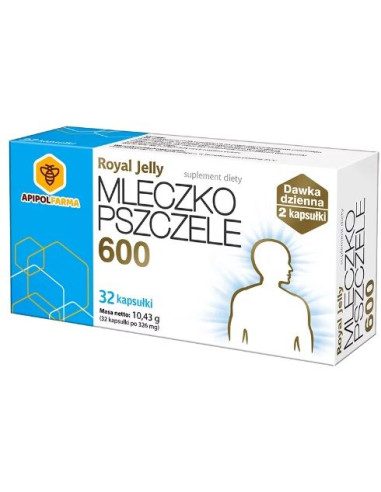 Mleczko pszczele royal jelly 600 - 32kaps - Apipol - Farma