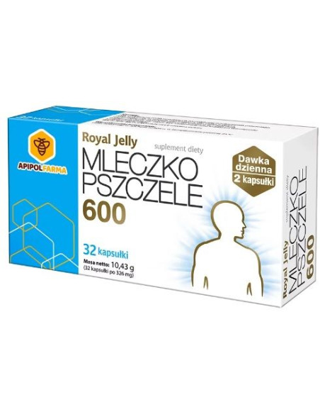 Mleczko pszczele royal jelly 600 - 32kaps - Apipol - Farma