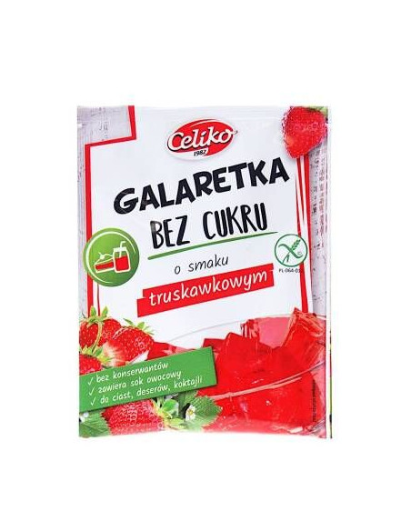 Galaretka o Smaku Truskawkowym Bez Cukru - 14g - Celiko