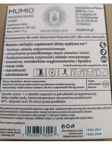 Mumio Oczyszczone - 60tabl - Nami