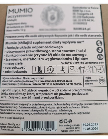 Mumio Oczyszczone - 60tabl - Nami