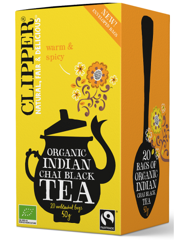 Herbata czarna chai z cynamonem i goździkami Fair Trade Bio - 20x2,5g - Clipper