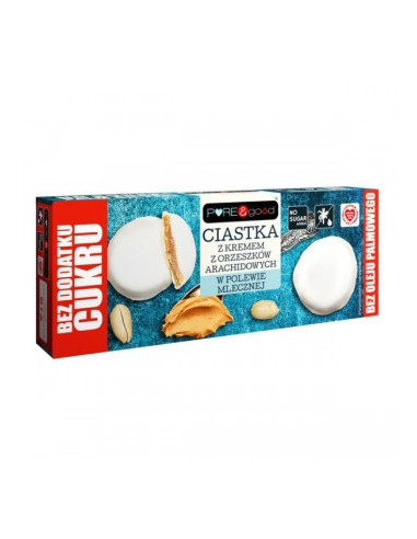 Ciastka z kremem orzechowym w polewie mlecznej bez dodatku cukru - 128g - Puregood