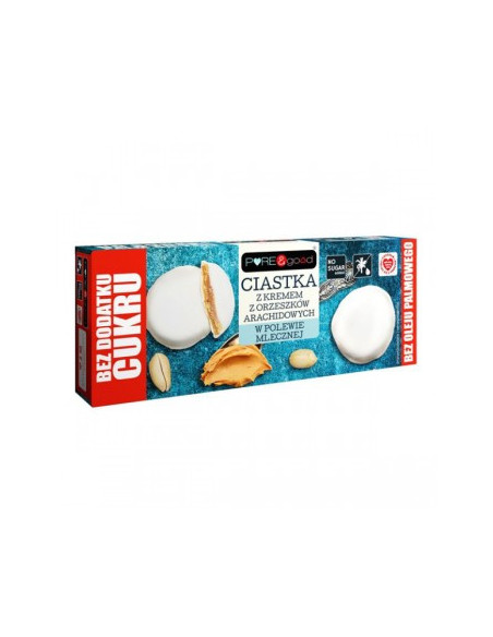 Ciastka z kremem orzechowym w polewie mlecznej bez dodatku cukru - 128g - Puregood