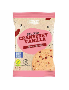 Ciastko proteinowe żurawina i wanilia -  50g - FRANK&OLI