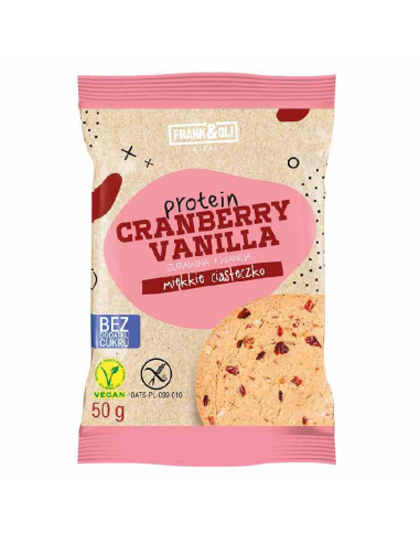 Ciastko proteinowe żurawina i wanilia -  50g - FRANK&OLI