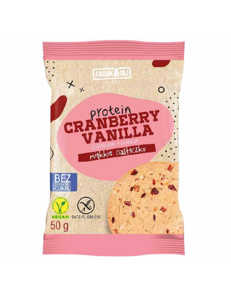 Ciastko proteinowe żurawina i wanilia -  50g - FRANK&OLI