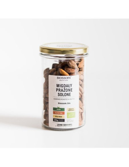Migdały prażone i solone bezglutenowe Bio - 120g - Biossom