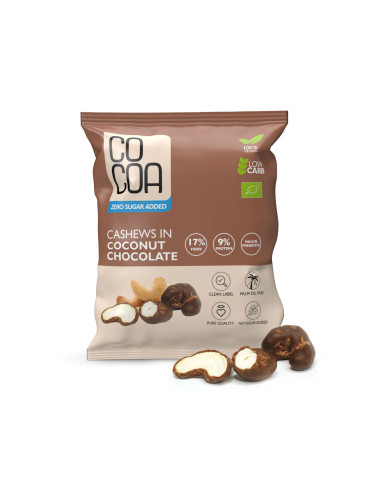 Orzechy nerkowca w czekoladzie kokosowej bez cukru - 70g - Cocoa