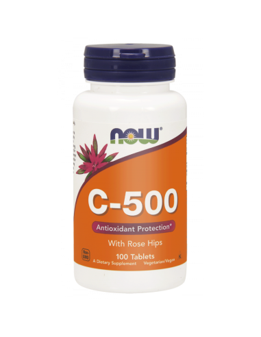 Witamina C 500mg Plus Rose Hips 40mg - 100tabl - Now Foods