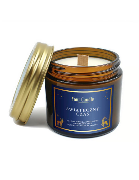 Świeca sojowa zapachowa z drewnianym knotem świąteczny czas - 120ml - Your Candle