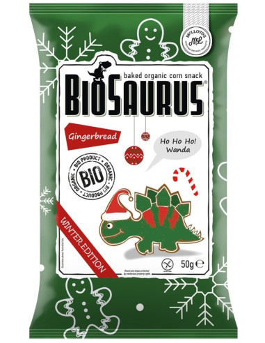 Chrupki kukurydziane Dinozaury o smaku piernikowym bezglutenowe BIO - 50g - Biosaurus