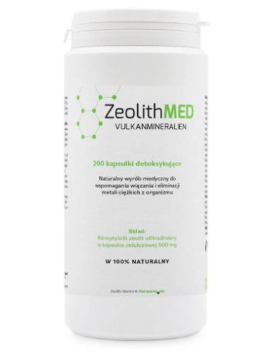 Klinoptylolit zeolit ultradrobny w kapsułce celulozowej 500mg - 200kaps - ZEOLITHMED