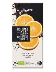 Czekolada gorzka z chrupiącymi granulkami pomarańczy - 100g - Meybona