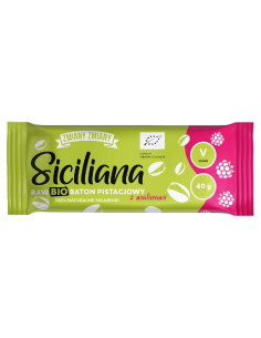 Baton pistacjowy z malinami Siciliana Raw bezglutenowy Bio - 40g - Zmiany Zmiany