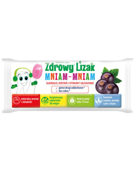 Zdrowy lizak Mniam Mniam gardło, krtań o smaku czarnej porzeczki łezka - 6g - Starpharma