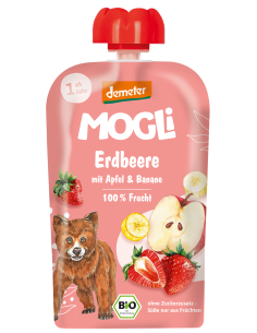 Mus jabłko-banan-truskawka bez dodatku cukrów bezglutenowy od 1 roku bio - 100g - Mogli