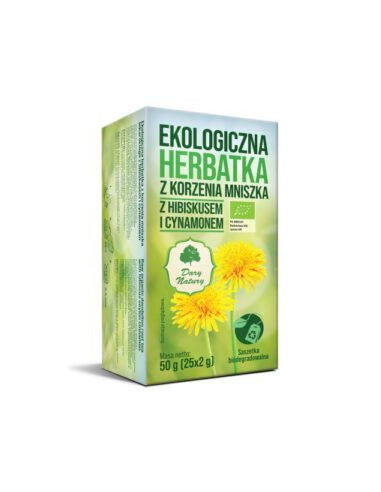 Herbata z korzeniem mniszka z hibiskusem i cynamonem eko - 25x2g - Dary Natury
