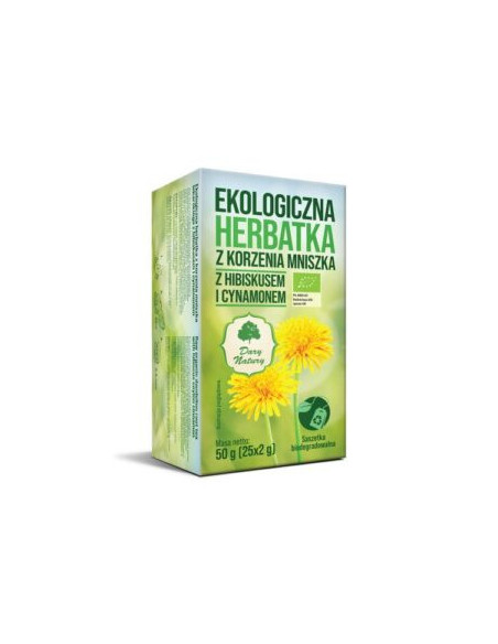 Herbata z korzeniem mniszka z hibiskusem i cynamonem eko - 25x2g - Dary Natury