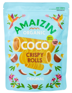 Rurki waflowe kokosowe bezglutenowe bio - 140g - Amaizin