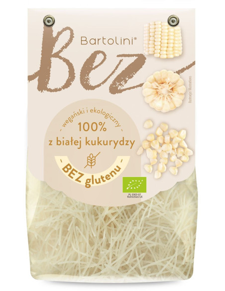 Makaron z białej kukurydzy krajanka bezglutenowy bio - 250g - Bartolini