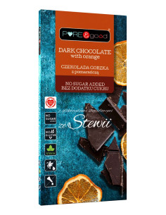 Czekolada gorzka słodzona stewią z pomarańczą bezglutenowa - 125g - PureGood