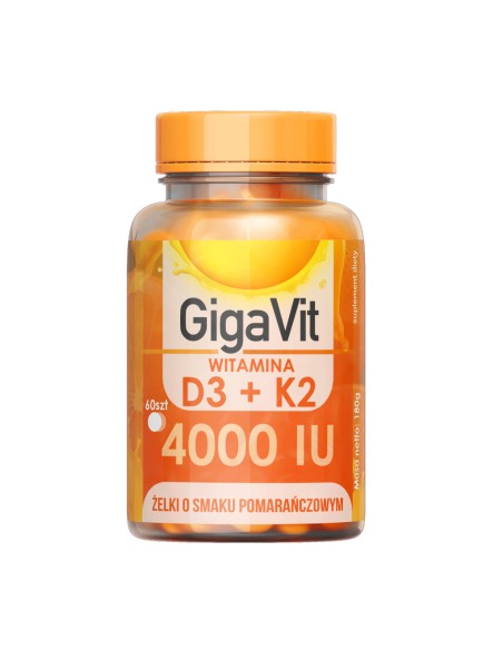 Żelki D3+K2 4000iu o smaku pomarańczowym - 60szt - Asepta