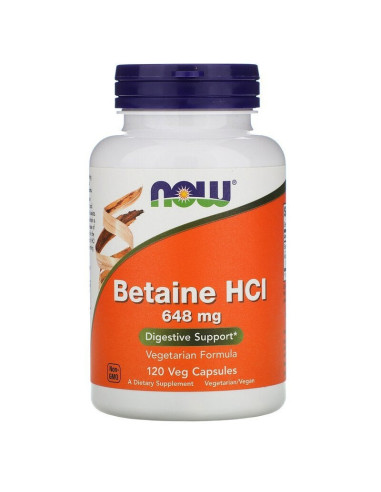 Betaina HCL 648mg - 120kaps - Now Foods