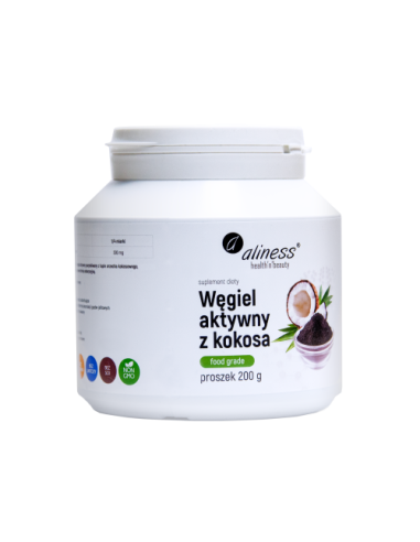 Węgiel z kokosa proszek - 200g -  Aliness